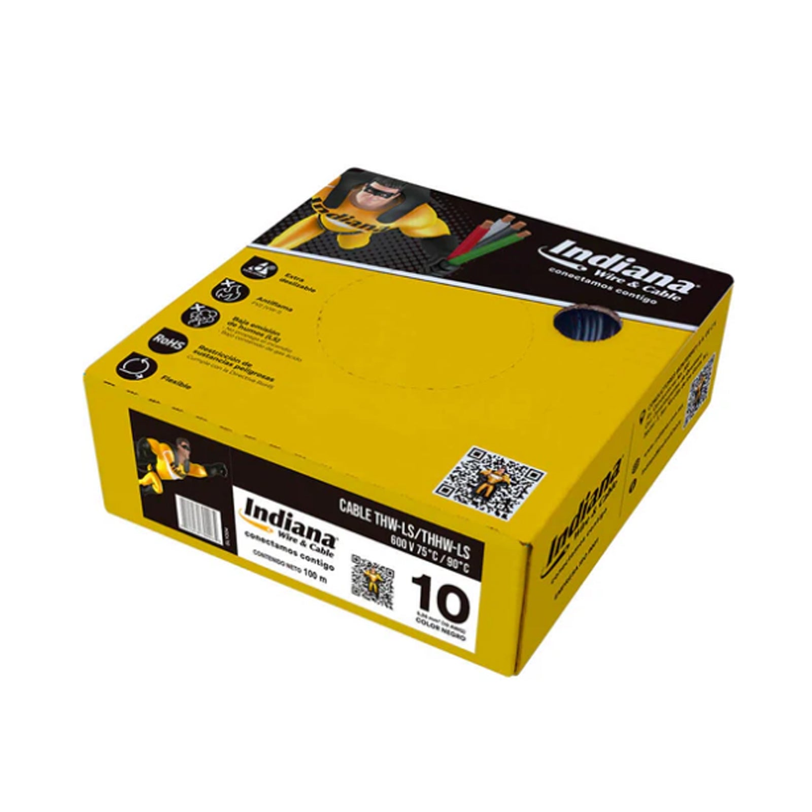 Caja de Cable Calibre 10 THW 600V 100m Negro - Indiana